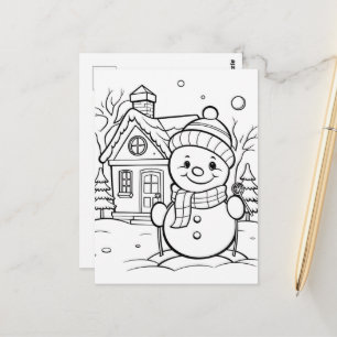 Weihnachtsschneemännchen färben postkarte