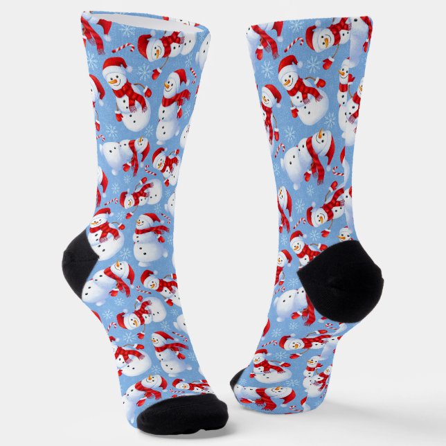 Weihnachtsschneemänner, Candycane und Schneeflocke Socken (Gewinkelt)
