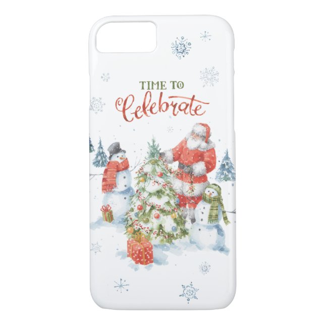 Weihnachtsschneemänner feiern Wasserfarbe Case-Mate iPhone Hülle (Rückseite)