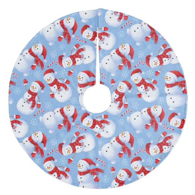 Weihnachtsschneemänner Fleece Weihnachtsbaumdecke (Vorderseite)