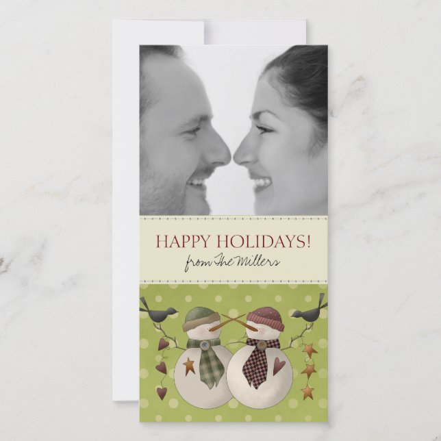 Weihnachtsschneemänner Fotokarten Feiertagskarte (Vorderseite)