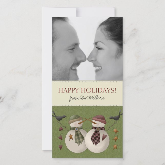 Weihnachtsschneemänner Fotokarten Feiertagskarte (Vorderseite)