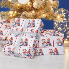 Weihnachtsschneemänner im Wasser in Schneeflocken Geschenkpapier