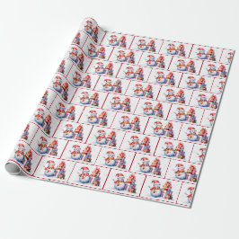 Weihnachtsschneemänner im Wasser in Schneeflocken Geschenkpapier