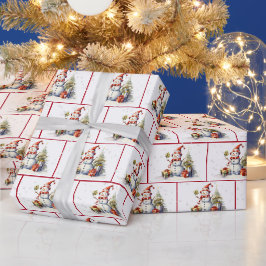 Weihnachtsschneemänner im Wasser in Schneeflocken Geschenkpapier