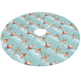 Weihnachtsschneemänner, Weihnachtsmann und Rudolph Fleece Weihnachtsbaumdecke