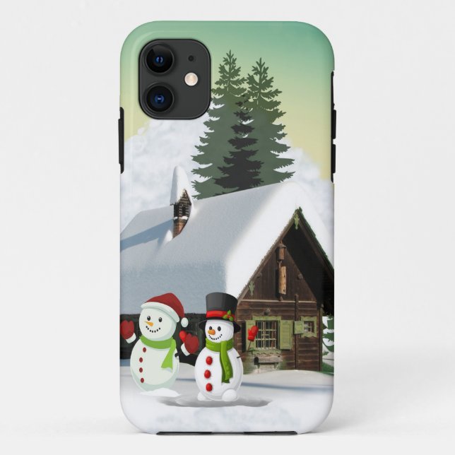 Weihnachtsschneemännerszene Case-Mate iPhone Hülle (Rückseite)