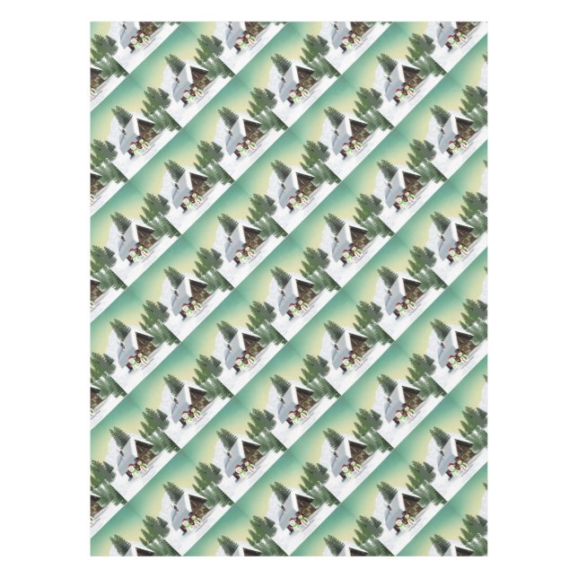 Weihnachtsschneemännerszene Tischdecke (Vorderseite)