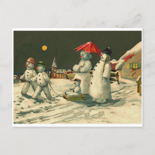 Weihnachtsschneemannsschneemannsschneemänner Famil Feiertagspostkarte
