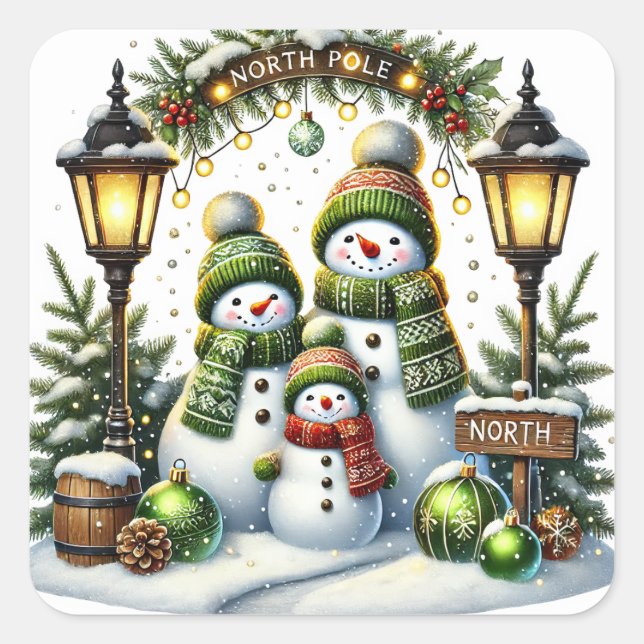 Weihnachtsschneemenschen Stickers (Vorderseite)