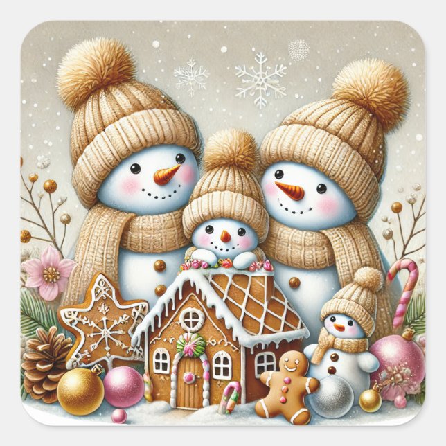 Weihnachtsschneemenschen Stickers (Vorderseite)