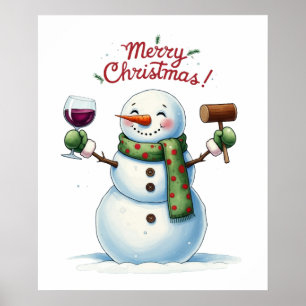 Weihnachtsschneemobil Bar lounge mit Party Wein Poster