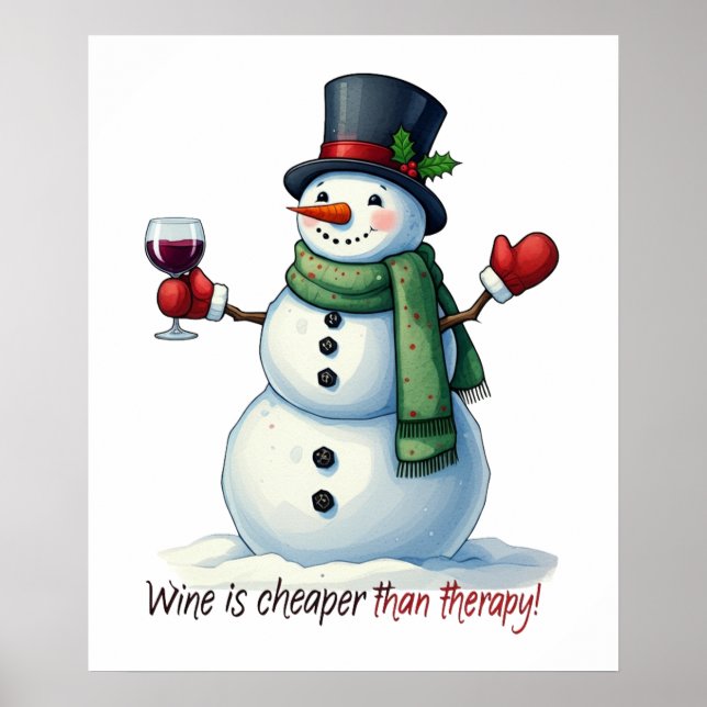 Weihnachtsschneemobil Bar lounge mit Party Wein Poster (Vorne)