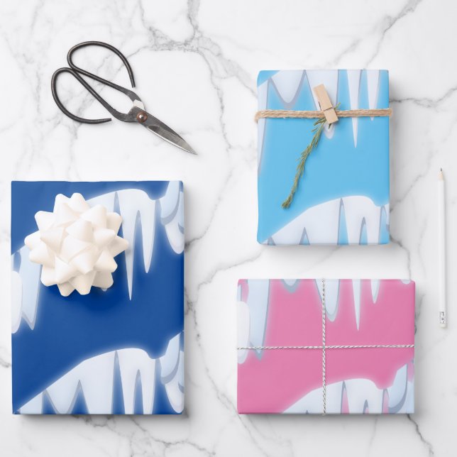 Weihnachtsschneemuster Geschenkpapier Set (Vorderseite)