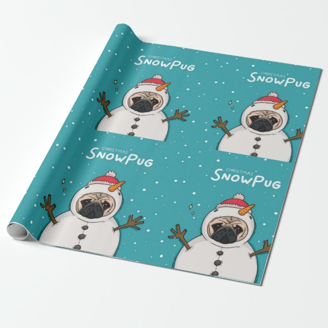 WeihnachtsschneePug Geschenkpapier (Ungerollt)