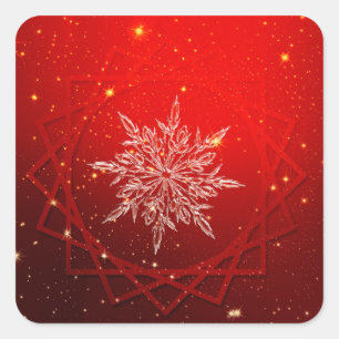 Weihnachtsschneerot Quadratischer Aufkleber
