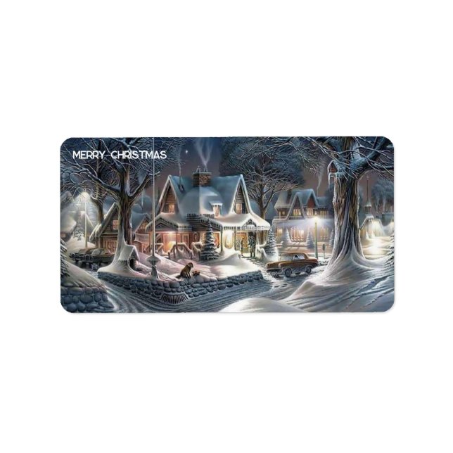 Weihnachtsschneeunterschrift Adressaufkleber (Vorne)