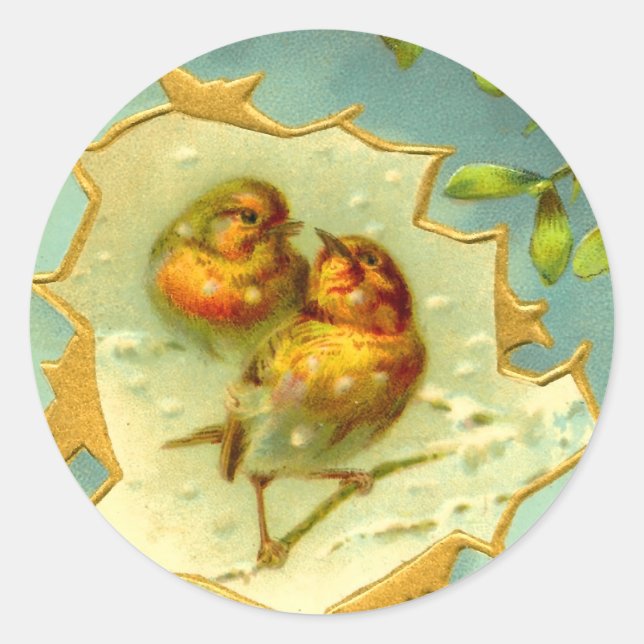 Weihnachtsschneevögel Sticker (Vorderseite)