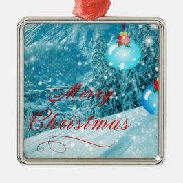 Weihnachtsschneewinterdorf Silbernes Ornament