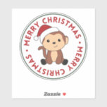 Weihnachtsschneewintertiere Affen Stick Aufkleber<br><div class="desc">Der Affe zu Weihnachten mit Feenlicht. Hübsche Tiere mit Geschenken und Schnee für den Urlaub. Auch lustig für Weihnachten im Juli. Affen sind niedliche Tiere und perfekt zu Weihnachten.</div>