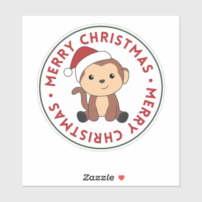 Weihnachtsschneewintertiere Affen Stick Aufkleber (Blatt)