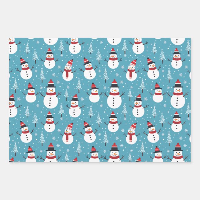 Weihnachtsschneewrapping Paper Geschenkpapier Set (Vorderseite)