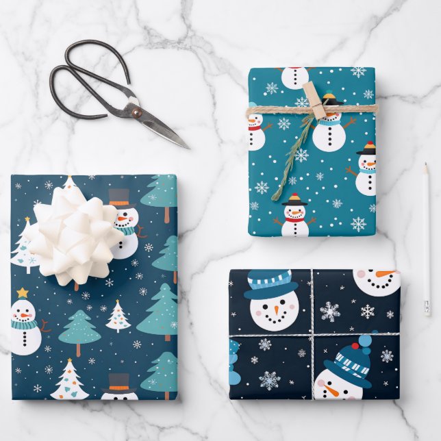 Weihnachtsschneewrapping Paper Geschenkpapier Set (Vorderseite)