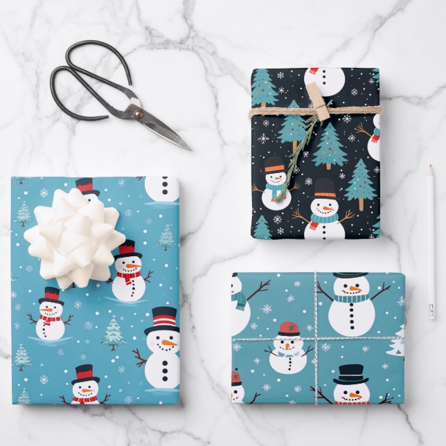 Weihnachtsschneewrapping Paper Geschenkpapier Set (Vorderseite)