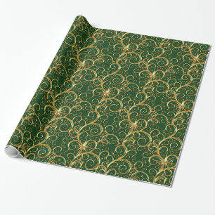 Weihnachtsschnitzerei Majestät Golden Wirbel Geschenkpapier