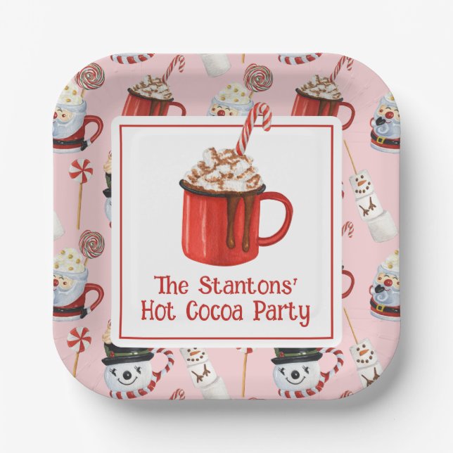 Weihnachtsschokolade Kakao-Party Pappteller (Vorderseite)