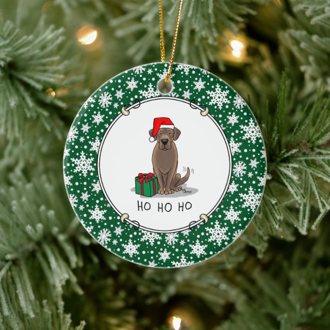 Weihnachtsschokolade Labrador Niedlich Keramik Ornament (Baum)