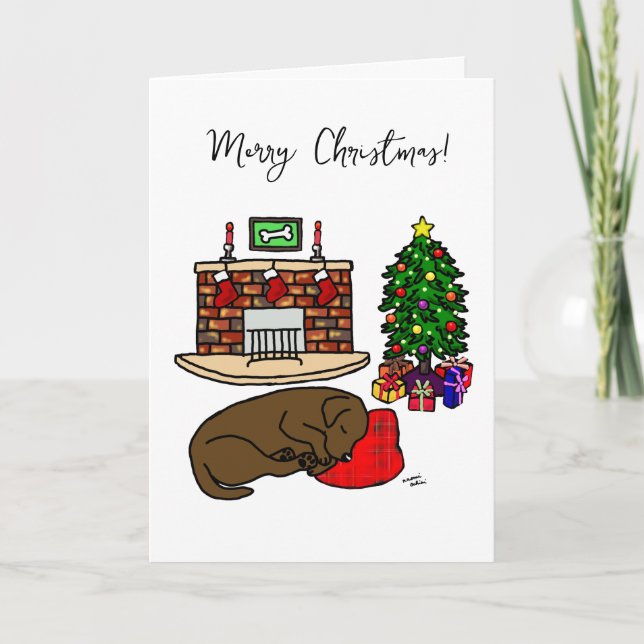 Weihnachtsschokolade Labrador Schlafen Feiertagskarte (Vorderseite)