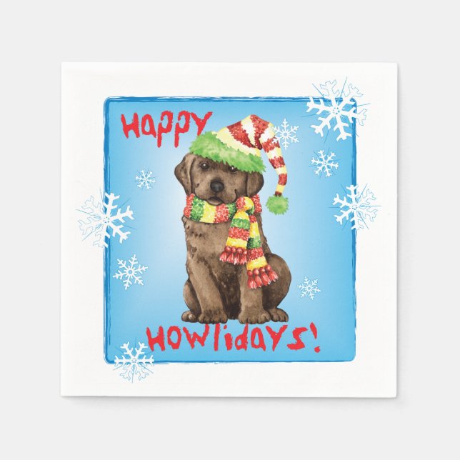 Weihnachtsschokolade-Labrador Serviette (Vorderseite)