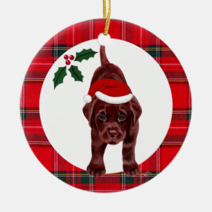 Weihnachtsschokolade Labrador Welpe Keramik Ornament
