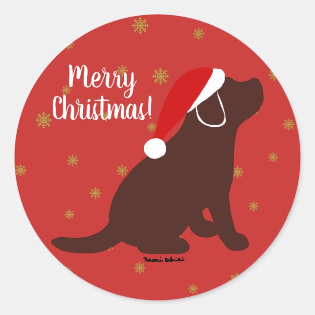 Weihnachtsschokolade Labrador Welppy Runder Aufkleber (Vorderseite)