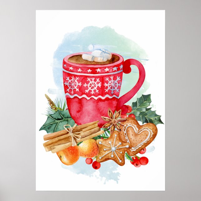 Weihnachtsschokolade Marshmallow Poster (Vorne)
