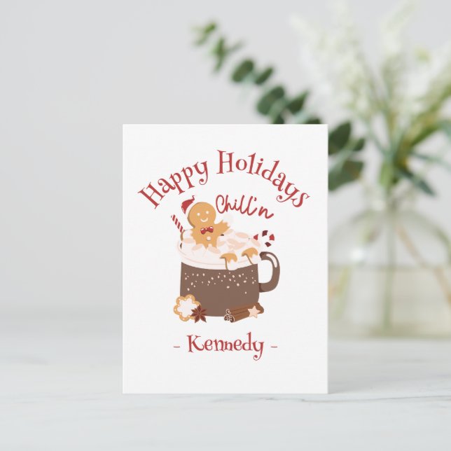 Weihnachtsschokolade und Lebkuchen Postkarte (Stehend Vorderseite)