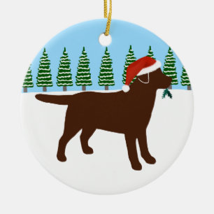 Weihnachtsschokoladen-Labrador-Weihnachtsmannmütze Keramik Ornament