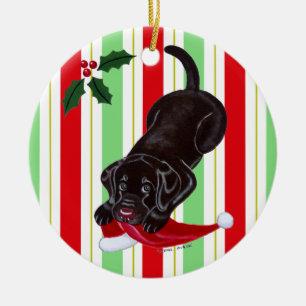 Weihnachtsschokoladen-Labrador-Welpe Keramikornament