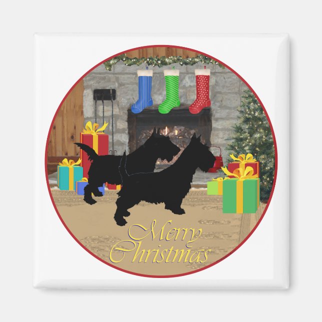 Weihnachtsschotten am Kamin Magnet (Vorne)