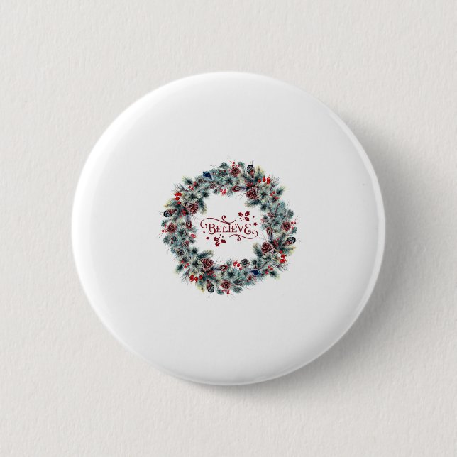 Weihnachtsschreath BELIEVE Typografie Button (Vorderseite)