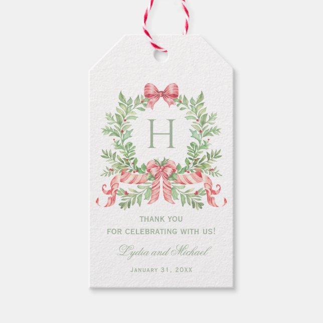 Weihnachtsschrei mit Bow | Monografische Hochzeit Geschenkanhänger (Vorderseite)