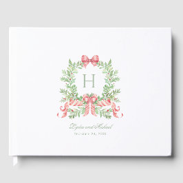 Weihnachtsschrei mit Candy Cane Bow Monogram Weddi Gästebuch