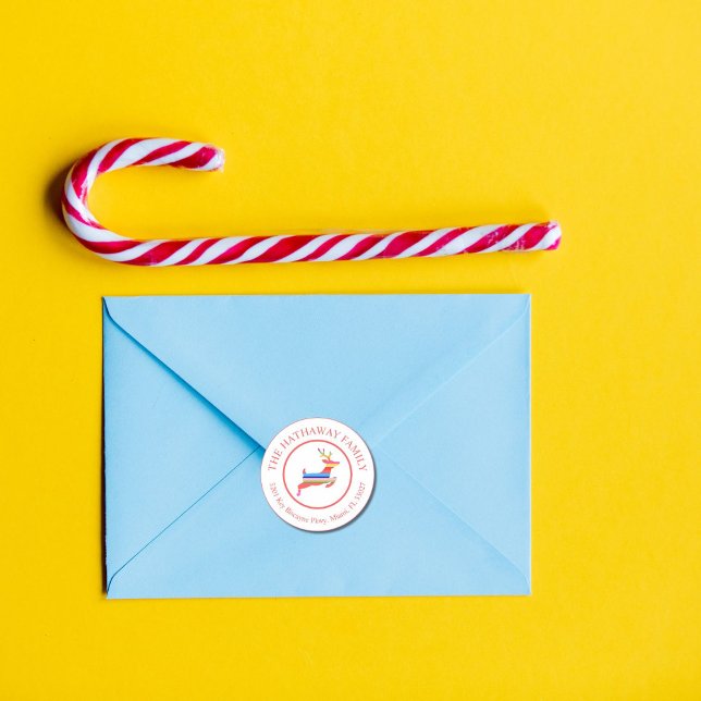 Weihnachtsschrei-Rentieradresse Runder Aufkleber (Von Creator hochgeladen)