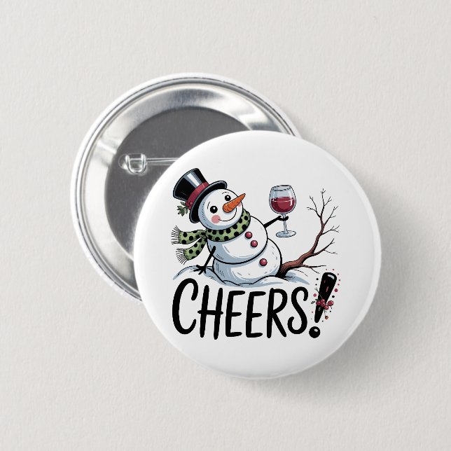 Weihnachtsschrei Snowman Kitchen Wine Küche Button (Vorne & Hinten)