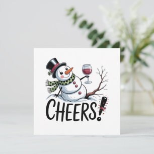 Weihnachtsschrei Snowman Kitchen Wine Küche Feiertagskarte