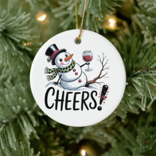 Weihnachtsschrei Snowman Kitchen Wine Küche Keramik Ornament