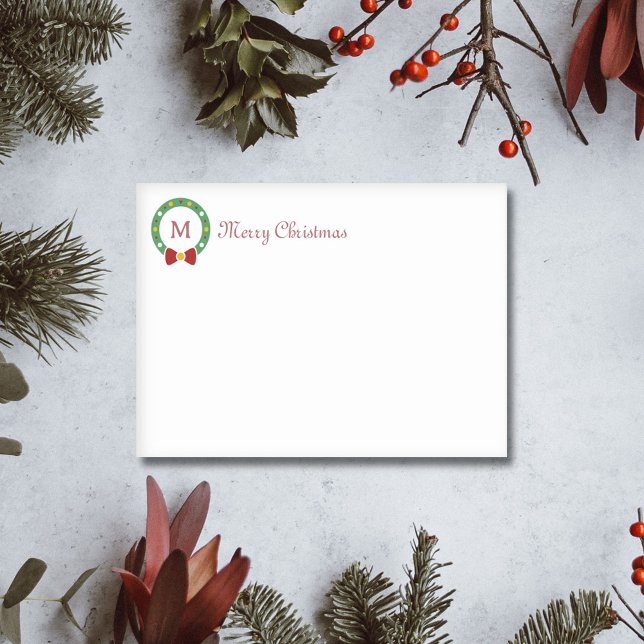 Weihnachtsschreiben und Monogramm-Brief Post-it Klebezettel (Christmas Wreath & Monogram Letter Post-it Notes)