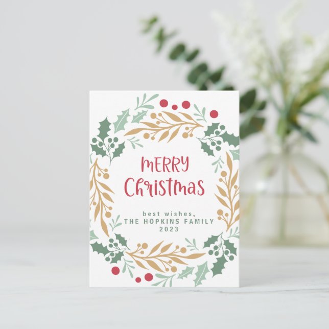 Weihnachtsschreiben und Skript | Frohe Weihnachten Postkarte (Stehend Vorderseite)