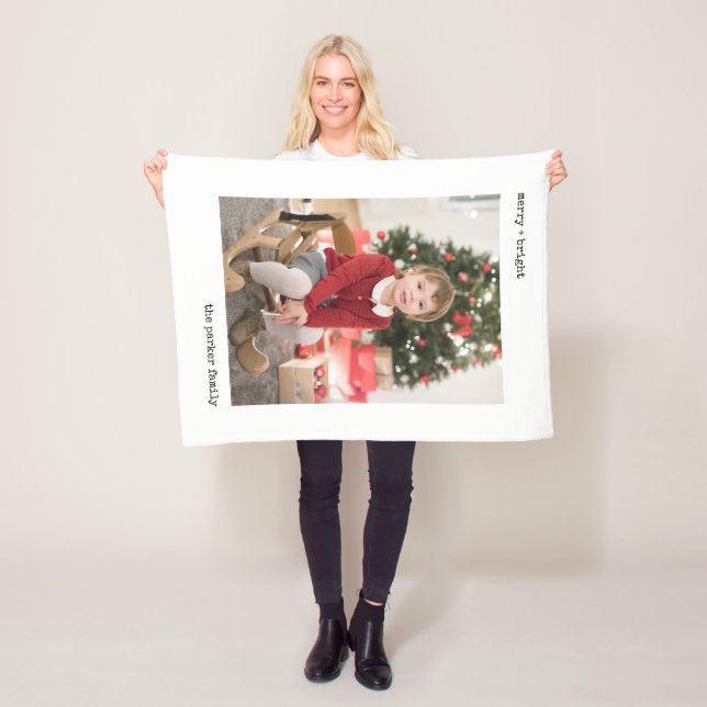 Weihnachtsschreiberin | Schwarz und Weiß mit Fotos Fleecedecke (Beispiel)